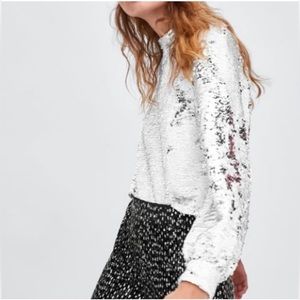 Fun Zara sequin party shirt size M